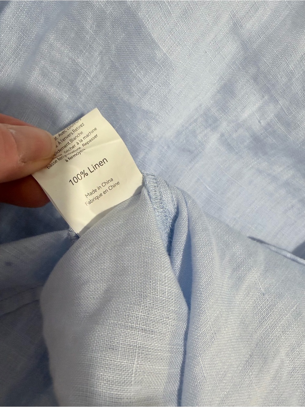 100% Linen V-Neck Tunic Shirt - Light Blue - Lintico Joanna shirt - Picture 5 of 5